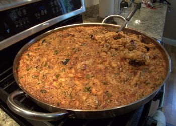 Big pan of paella